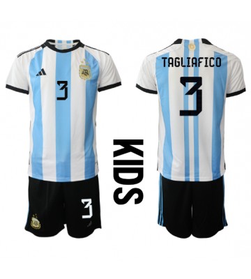 Argentina Nicolas Tagliafico #3 babykläder Hemmatröja barn VM 2022 Korta ärmar (+ Korta byxor)